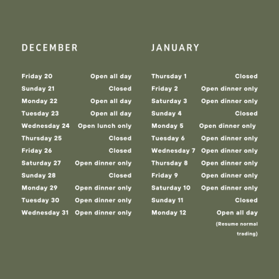 Holiday Hours Olive 2025 RV3